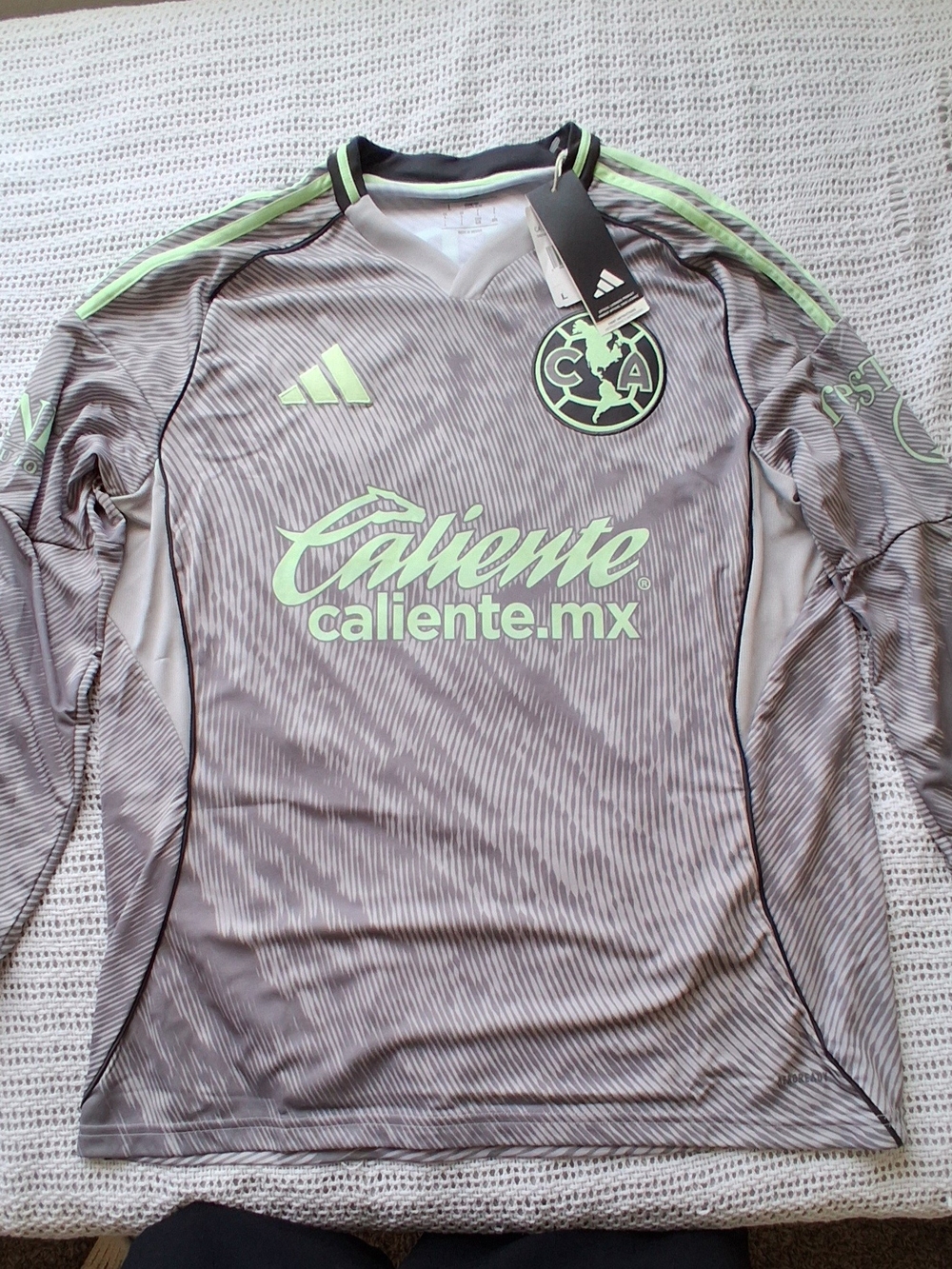 Adidas Club América Kids Long Sleeve Gray & Lime Training Top